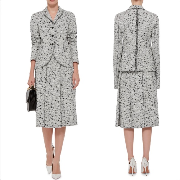 NINA RICCI tweed pleated panel skirt